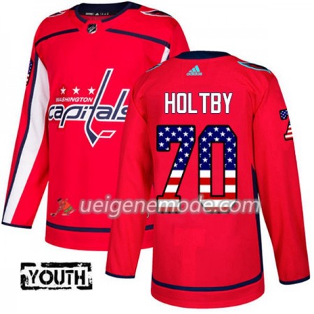 Kinder Eishockey Washington Capitals Trikot Braden Holtby 70 Adidas 2017-2018 Rot USA Flag Fashion Authentic